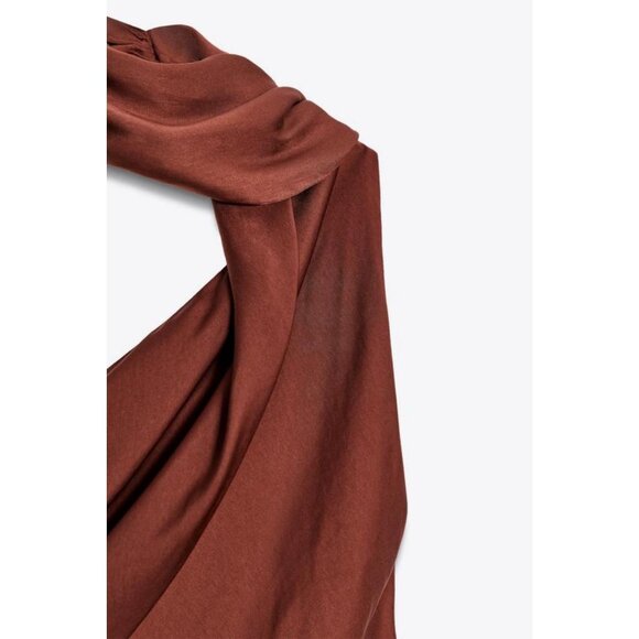 ZARA ASYMMETRIC MIDI DRESS WITH SCARF - Picture 8 of 8